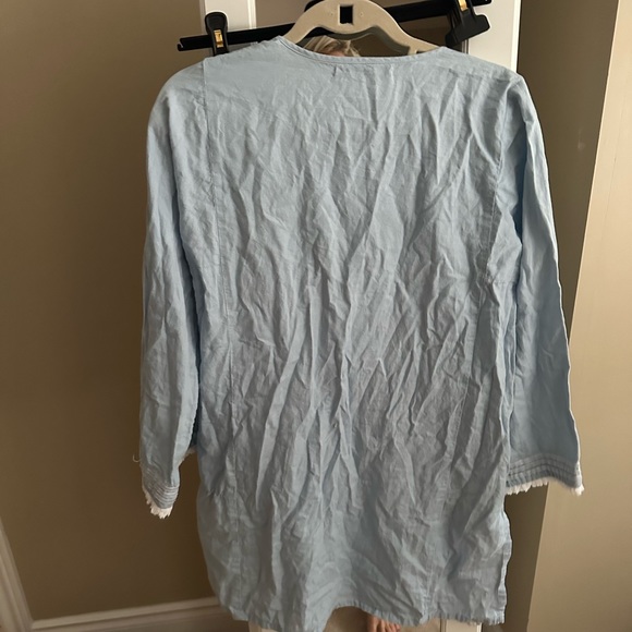 2/$10 adorable blue and white cover up with pearls and lace - Picture 5 of 5